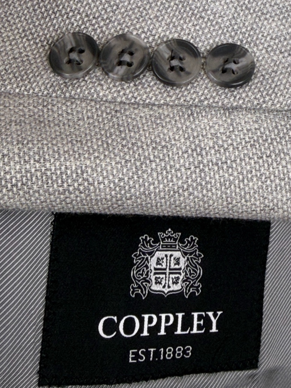 Coppley Sport Coat Mens 52R 52S Light Gray Wool Hopsack Blazer Made in Canada